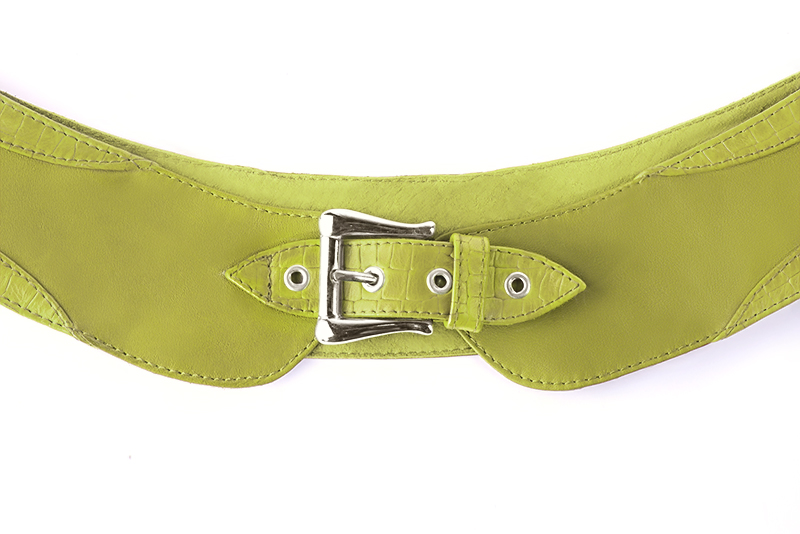 Pistachio green women's dress belt, matching pumps and bags. Made to measure - Florence KOOIJMAN